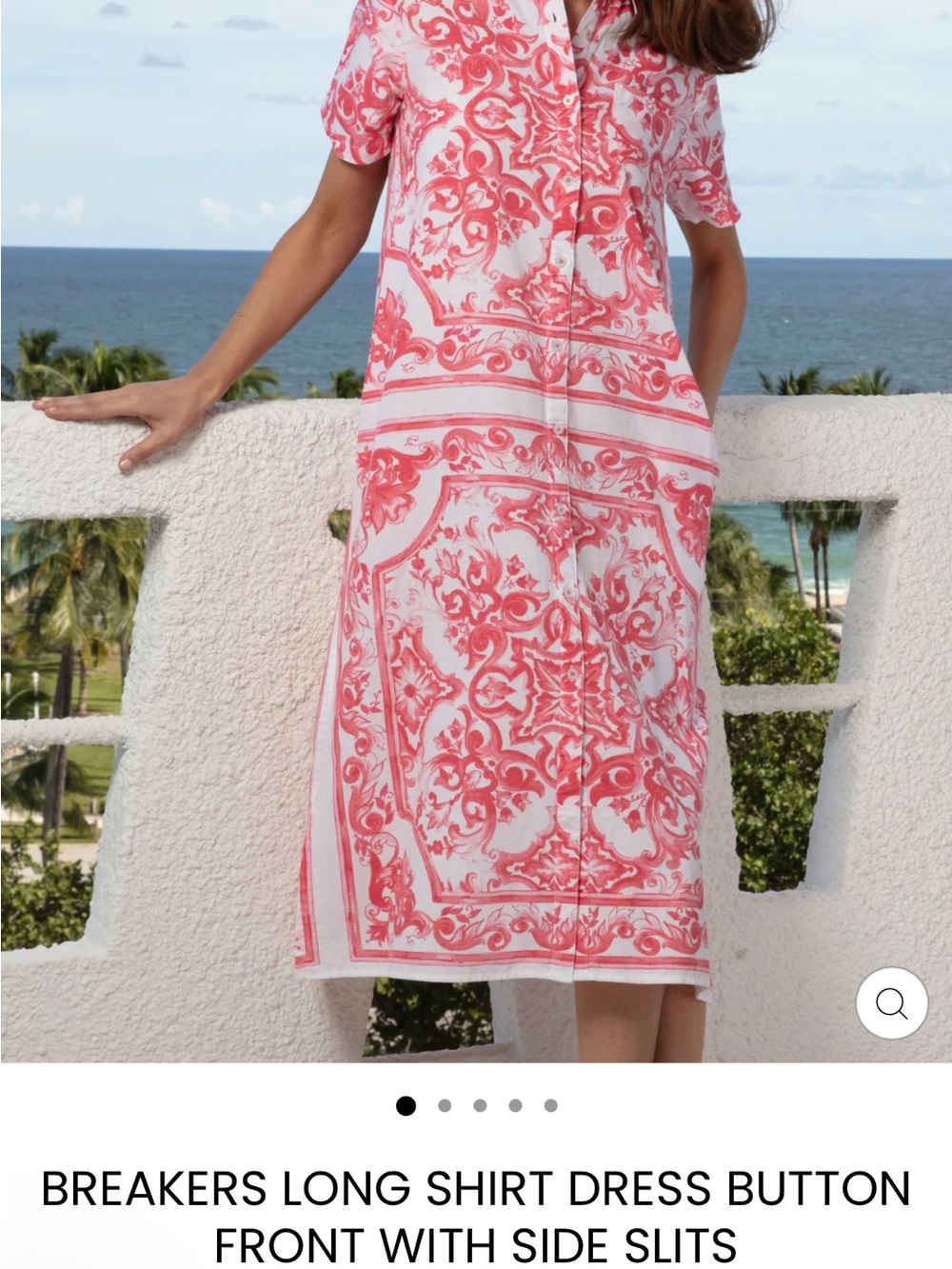 Dizzy-Lizzie Breakers Long Shirt Dress in pink linen